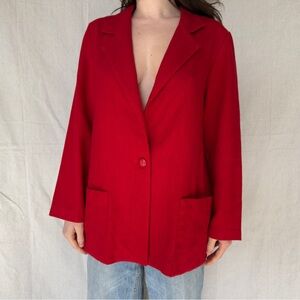Vintage Haband Vibrant Red Women's Wool Blazer